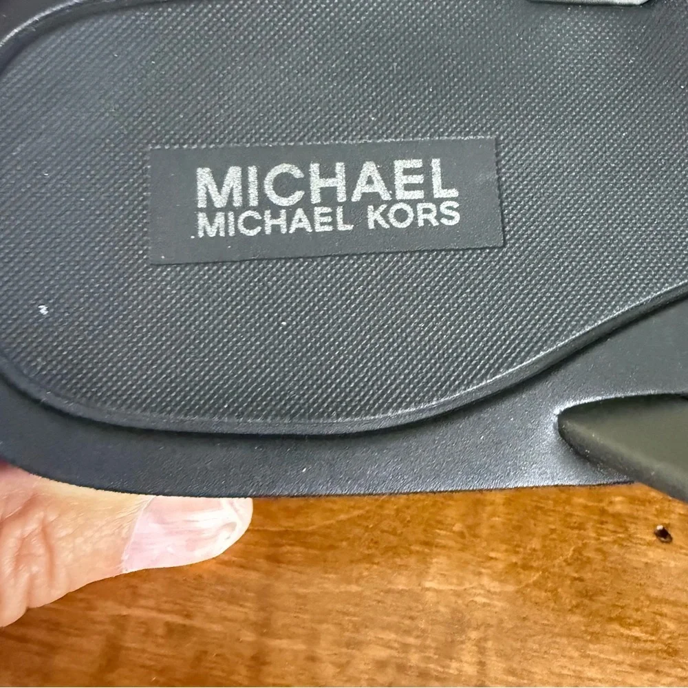 NEW Michael Kors Zaza Chain Flip Flop Sandal Black Rubber Thong Slip On woman 11